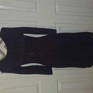 Eliza J Fit & Flare Purple Knit Sweater Dress XS 3/4 Sleeve Crew Neck